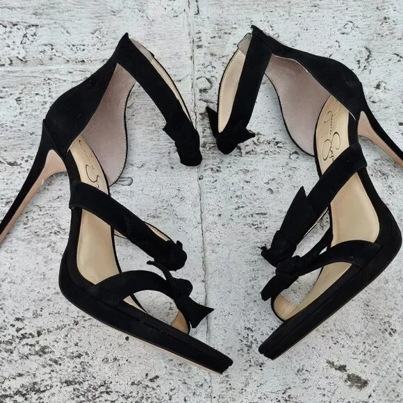 Jessica Simpson Women Heel Pump Sandal Black Suede Upper JS Kaycie Size 8.5M 39 - Picture 11 of 13